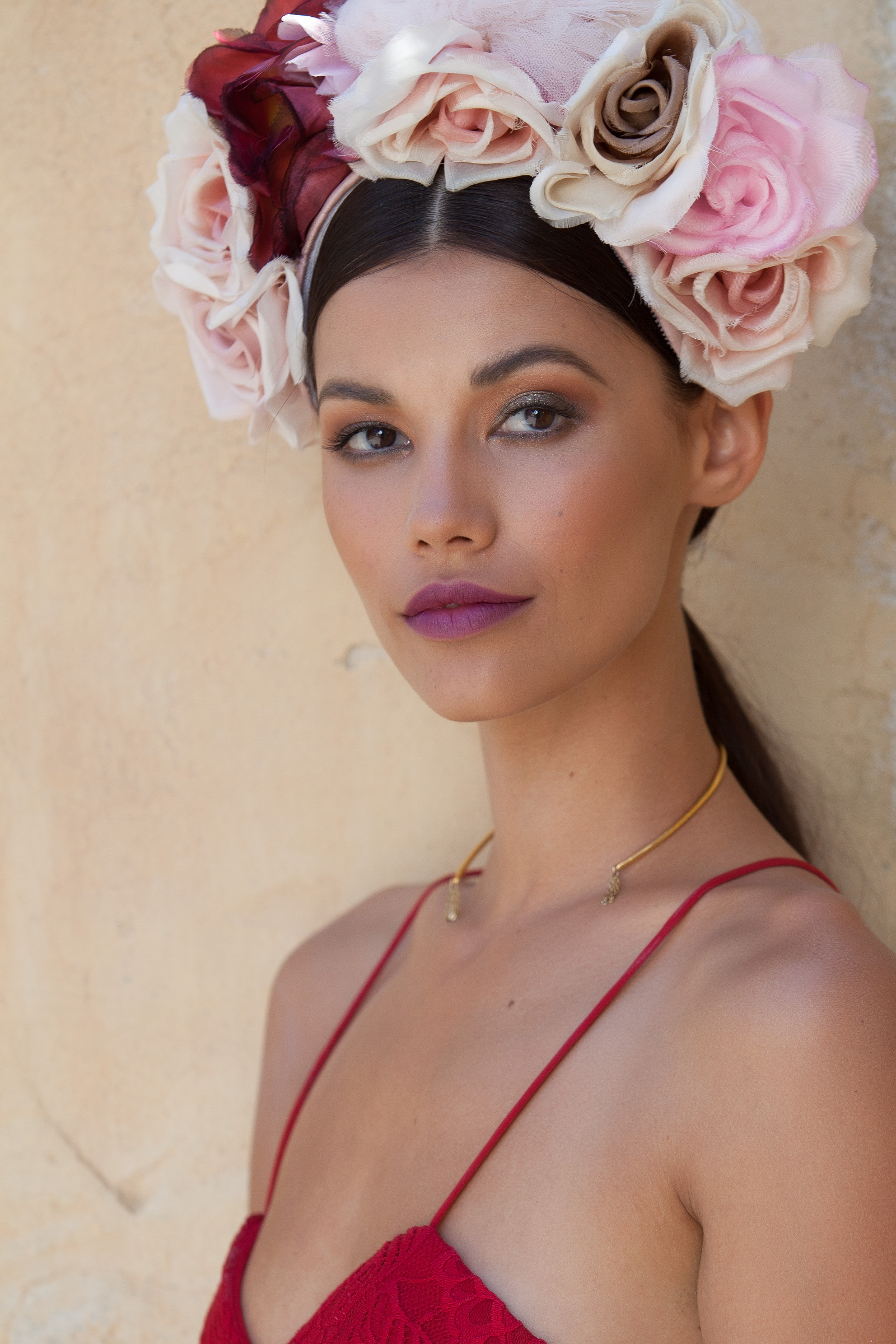 creative flowers on head